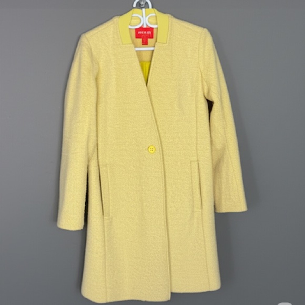 Bright Yellow Statement Dopamine Dressing Wool blend coat